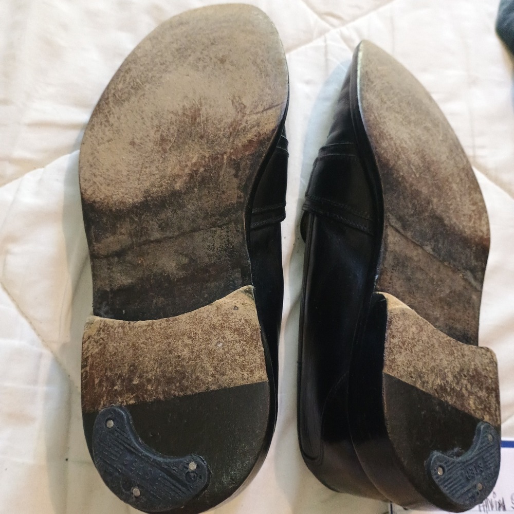 Vintage Johnston & Murphy Black Leather Bit Loafers Men's 9D Slip On w/ Dust Bag - Picture 10 of 16